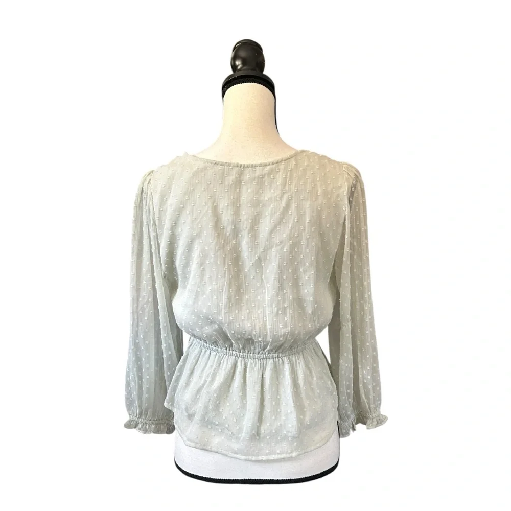 Abercrombie & Fitch Pale Green Swiss Dot Blouse Long Sleeve Boho Cottagecore S